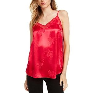 NWT pink red camisole floral imprint satin cami top by 1 State size large